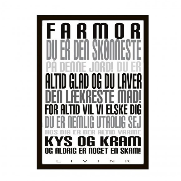 Multi brand - Farmor plakat i A4 indrammet fra Livink