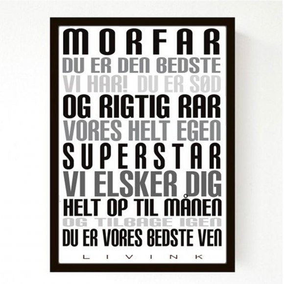 Multi brand - Morfar plakat i A5 indrammet fra Livink