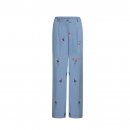 Coster Copenhagen - Wide pants m. denim flower print fra Coster Copenhagen