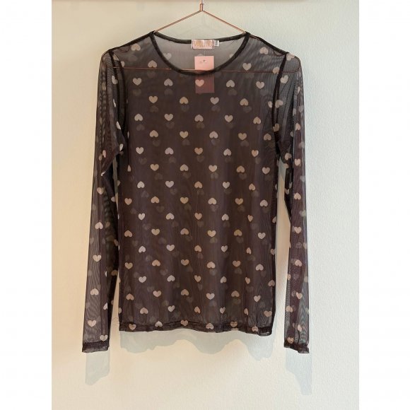 Three m - Mesh bluse m. hjerter fra Three M